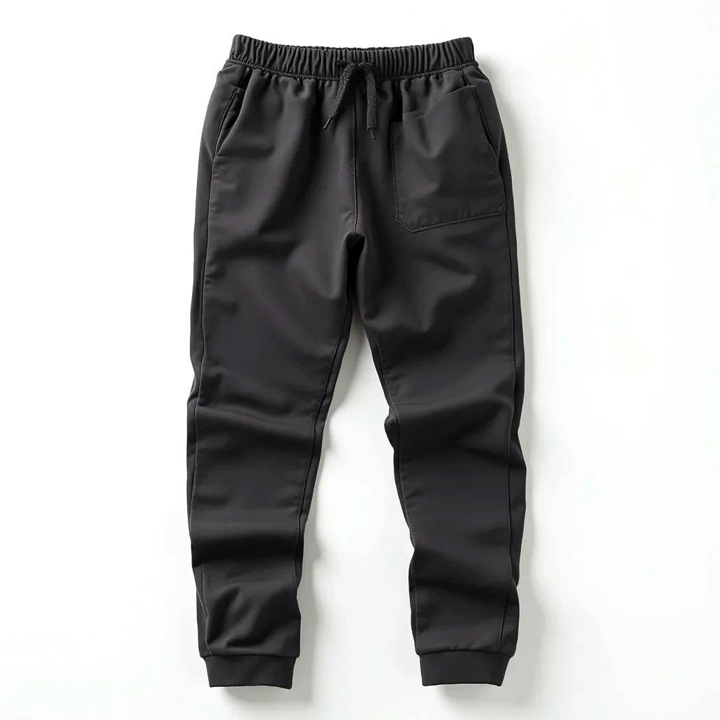 Charcoal grey cotton-blend joggers displayed flat on white background showing full length and fabric texture detail